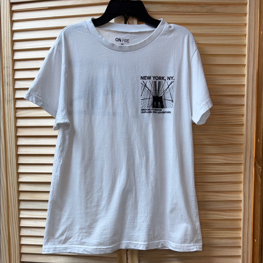 On Fire White New York Short Sleeve Tee